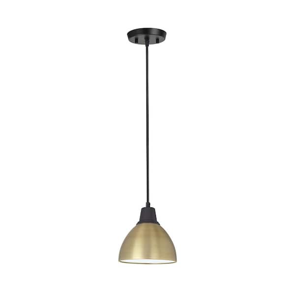 Aspen Creative Corporation 1-Light Bronze Pendant with Gold Metal Shade