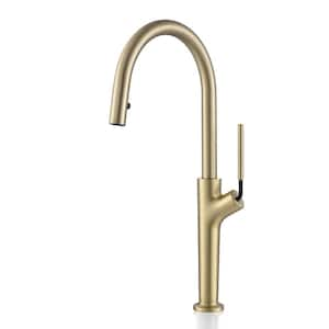 Single Handle Pull Down Sprayer Kitchen Faucet 1.2 GPM with Advanced Spray and Pull Out Spray Wand in Brushed Gold