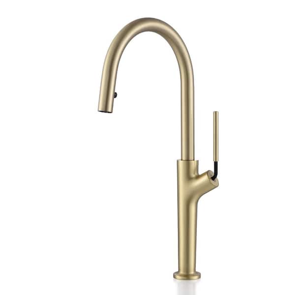 Unbranded Single Handle Pull Down Sprayer Kitchen Faucet 1.2 GPM with Advanced Spray and Pull Out Spray Wand in Brushed Gold