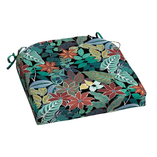 20 in. W x 20 in. D Universal Outdoor Seat Pad in Black Tropical