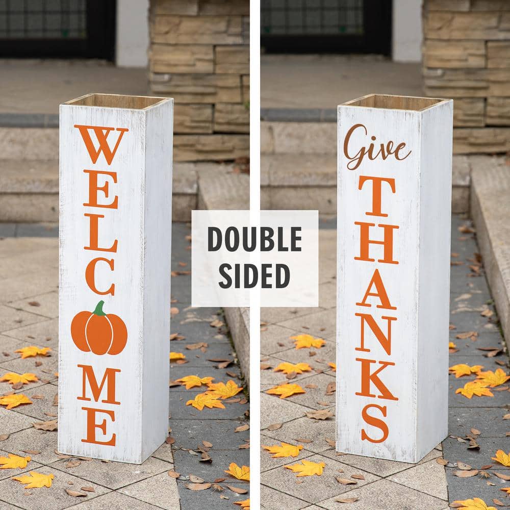 Glitzhome Fall & Christmas Double Sided Wooden Easel Decor