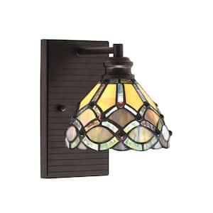 Albany 1-Light Espresso 7 in. Wall Sconce with Grand Merlot Art Glass Shade