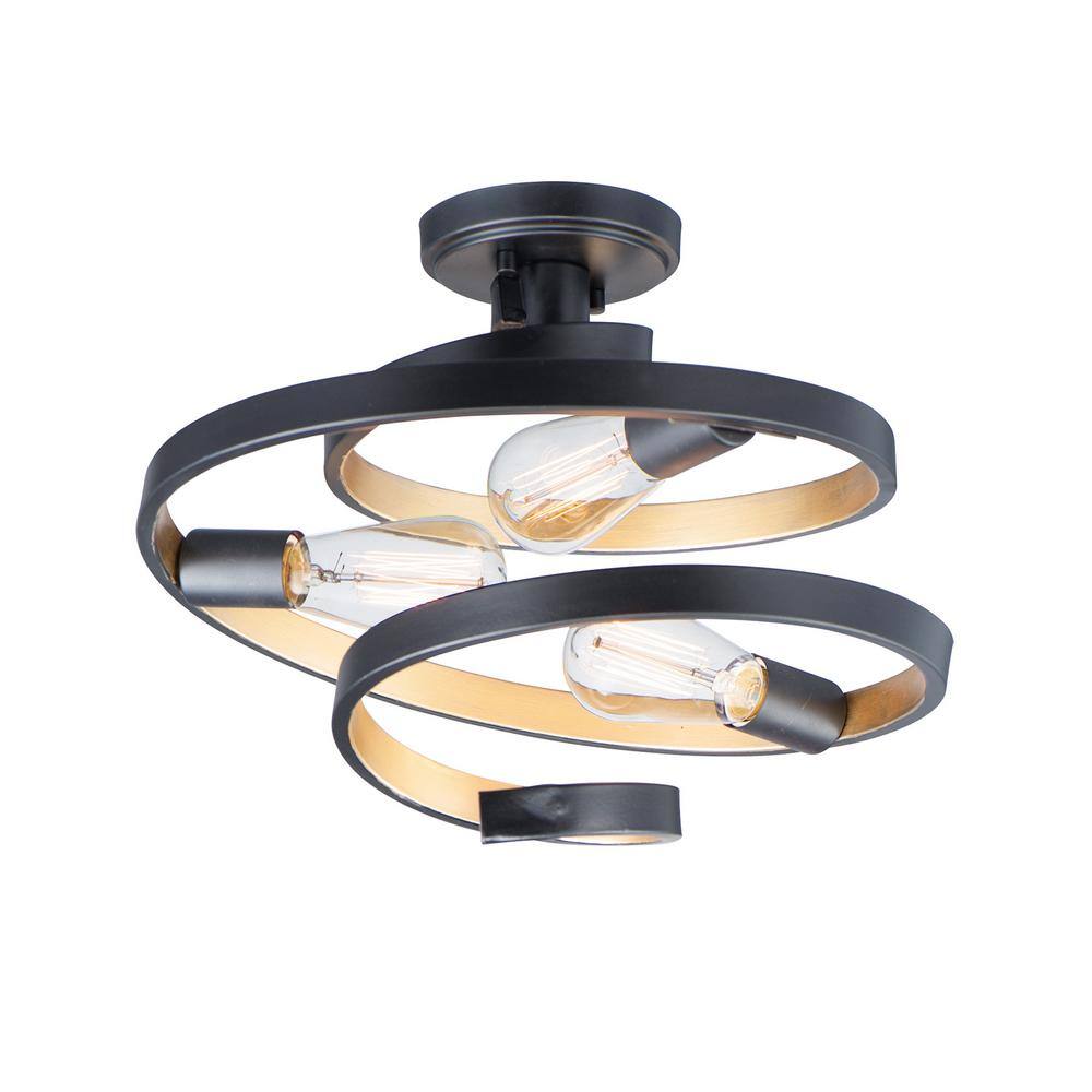 Maxim Lighting Twister 16 in. 3-Light Black Semi- Flush Mount 12230 ...