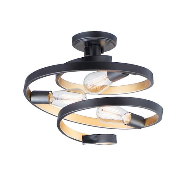 Maxim Lighting Twister 16 in. 3-Light Black Semi- Flush Mount