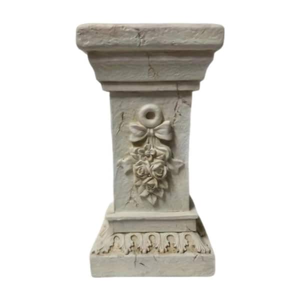 Malcolm Retro White Column Resin 6.3 in. Decorative Square Stand Indoor/Outdoor Accent