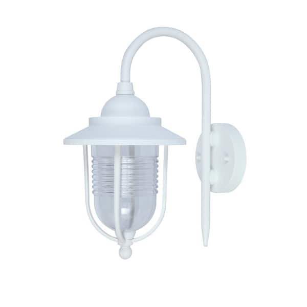 Home Decorators Collection 13.58 in. 1-Light White Outdoor Wall Lantern Sconce