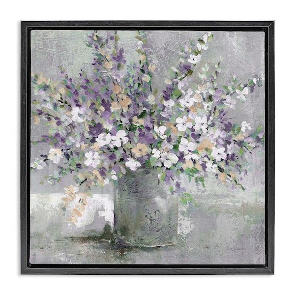 Stupell Industries Blossoming Aster Flower Bouquet by Carol Robinson 1-Piece Black Floater Frame Nature Graphic Art print 18 in. x 18 in.