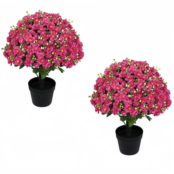 24 in. Rose Red Artificial Rose - Lifelike Faux Floral Plants - Suitable for Indoor and Outdoor Decoration - 2-Pot Set