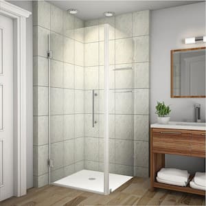 Aquadica GS 30 in. x 72 in. Frameless Square Shower Enclosure in Chrome with Glass Shelves