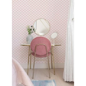 Pink Deco Wave Geometric Vinyl Peel and Stick Wallpaper Roll