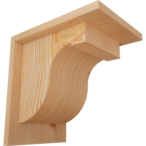 Ekena Millwork 7-1/2 in. x 10 in. x 10 in. Douglas Fir Del Monte Smooth Corbel with Backplate