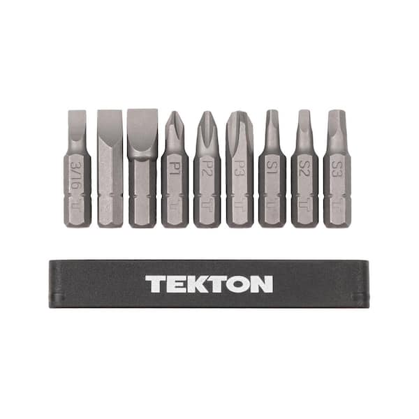 TEKTON 1/4 in. Phillips, Slotted, Square Bit Set with Rail (#1 to
