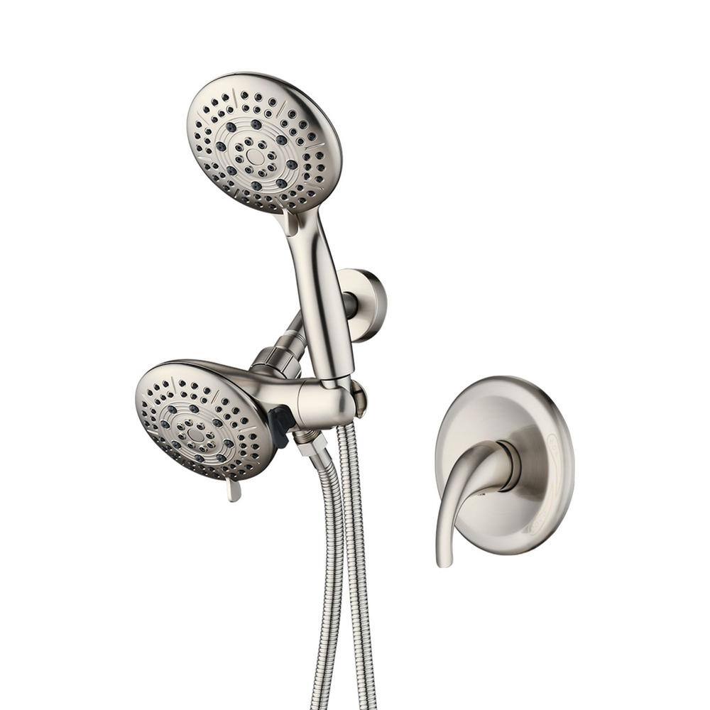 ACA Single-Handle 6-Spray Patterns with 1.8 GPM 4.5 in. Wall Mount Dual Round Shower Faucet in Brushed Nickel price history on PriceWatchPro
