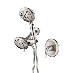 ACA Single-Handle 6-Spray Patterns with 1.8 GPM 4.5 in. Wall Mount Dual Round Shower Faucet in Brushed Nickel