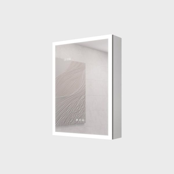20 in. W x 28 in. H Rectangular Aluminum Surface Mount Medicine Cabinet with Mirror and Lights