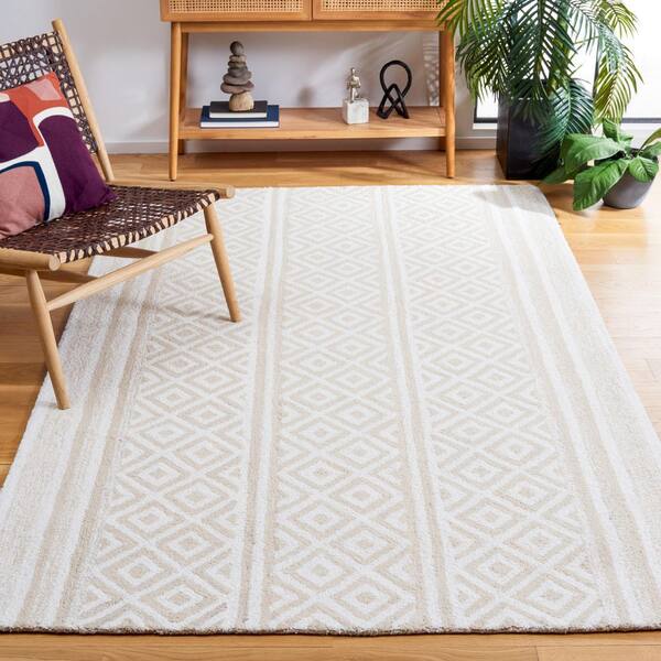 Capri 8 ft. x 10 ft. Ivory/Beige Diamond Striped Geometric Area Rug