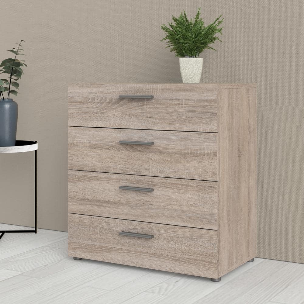 Truffle Oak 4-Drawer Chest with Sleek Contemporary Design