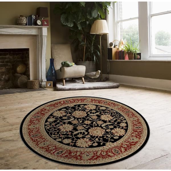 Ankara Mahal Black 8 ft. Round Area Rug