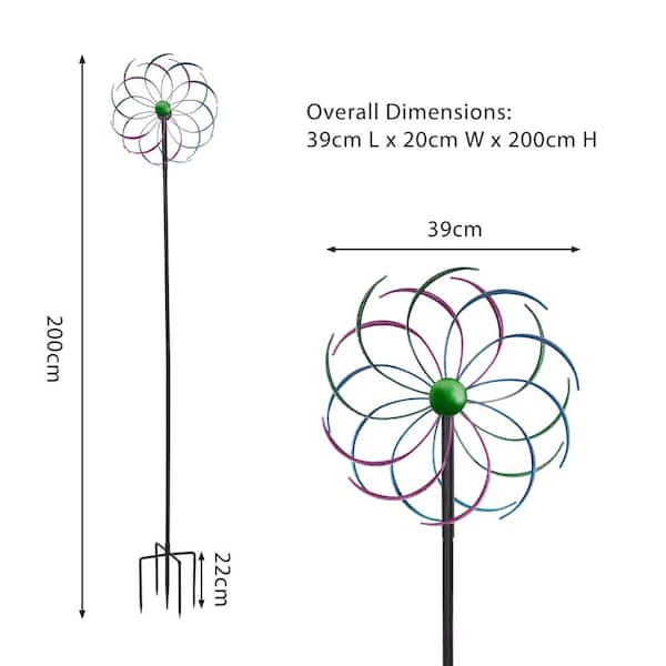 JAXPETY 79 in. Metal Kinetic Wind Spinner for Garden and Yard 