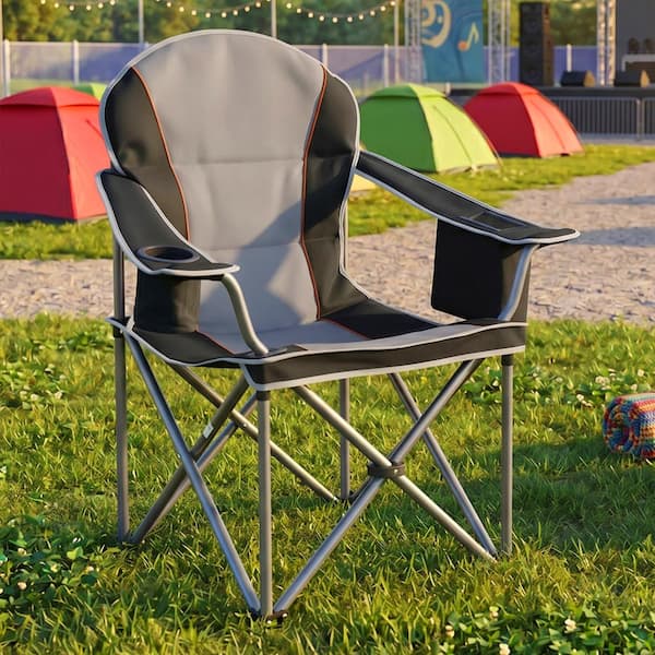 Yangming Oversized Black Grey Metal Folding Outdoor Beach Chair