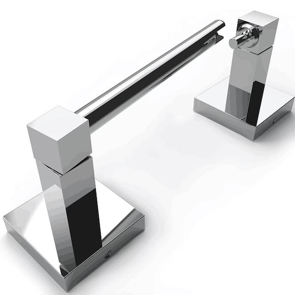 BWE Wall Mounted Toilet Paper Holder Double Post Pivoting Square Tissue Holders Roll Hangers Stand Modern in Polished Chrome