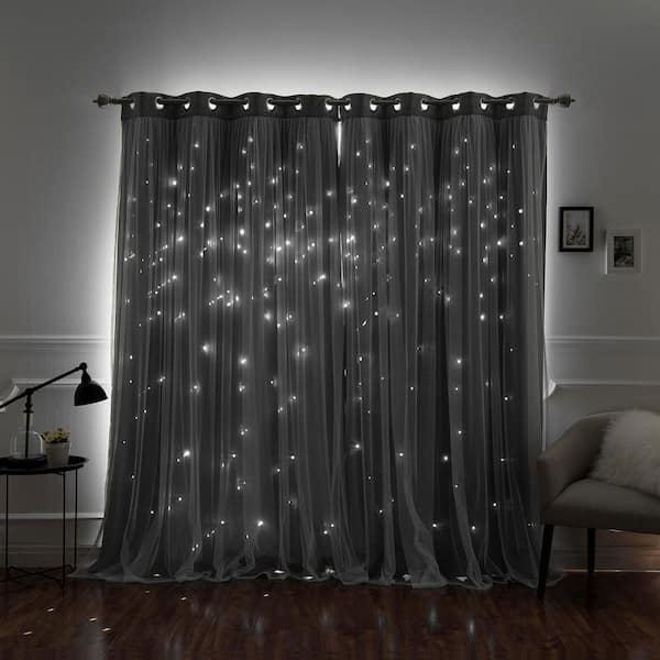 Best Home Fashion Dove Grommet Overlay Blackout Curtain - 52 in. W