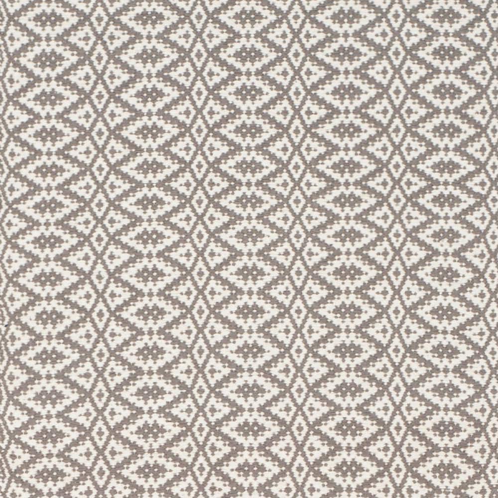 Ivory and Grey Cotton Geometric Flatweave Rug - 27" x 4"