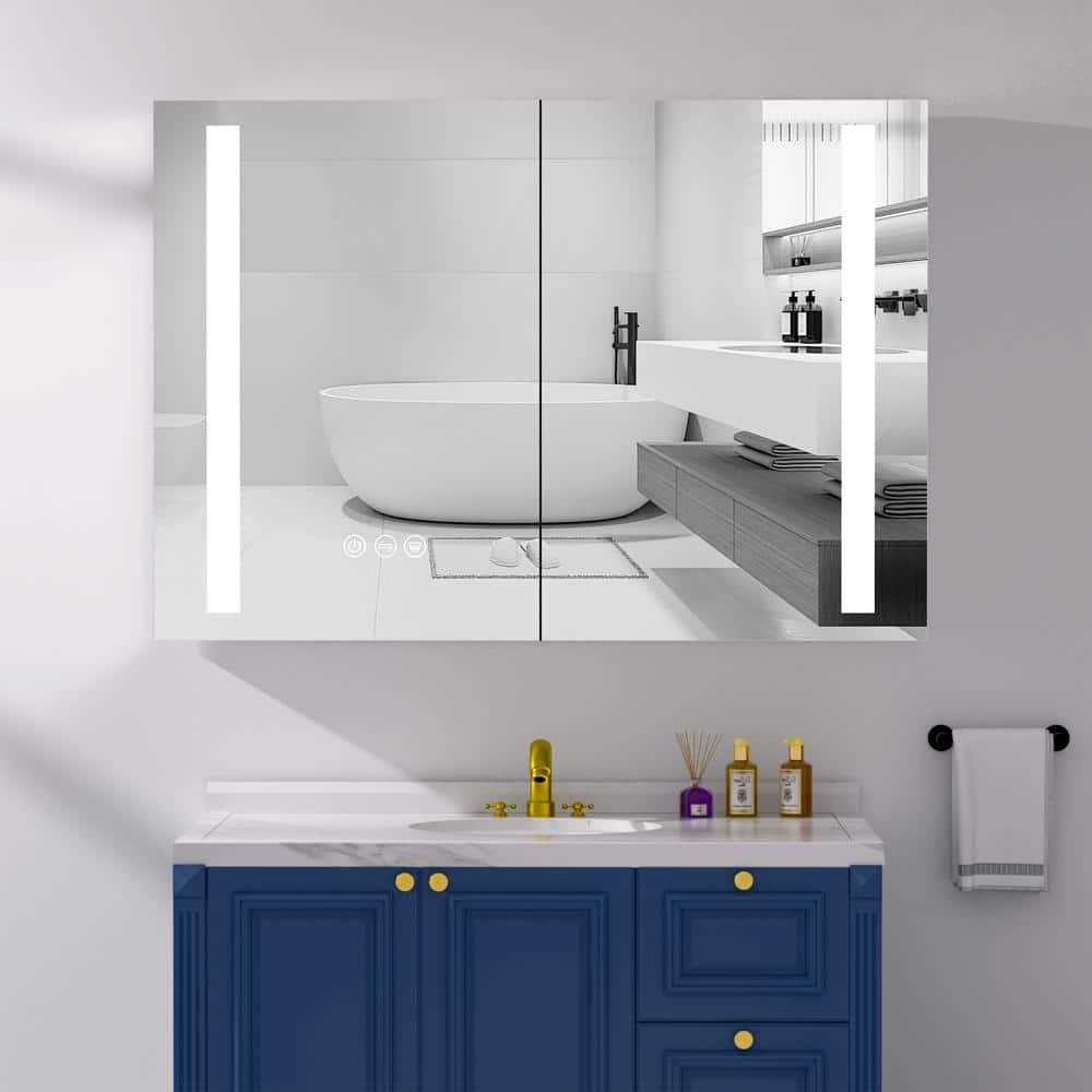 Egeria 36 in. W x 30 in. H Rectangular Aluminum Recessed or surface-mounted LED Medicine Cabinet with Mirror price history on PriceWatchPro