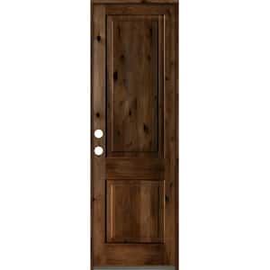 30 in. x 96 in. Rustic Knotty Alder Square Top Provincial Stain Right-Hand Inswing Wood Single Prehung Front Door