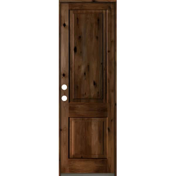 Krosswood Doors 30 in. x 96 in. Rustic Knotty Alder Square Top Provincial Stain Right-Hand Inswing Wood Single Prehung Front Door