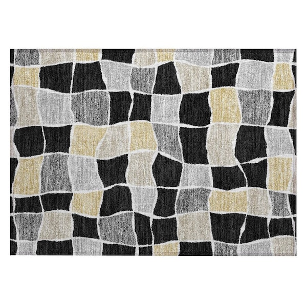 Chantille Machine Washable Indoor/Outdoor Abstract ACN2843 Black 2 ft. x 3 ft. Accent Rug