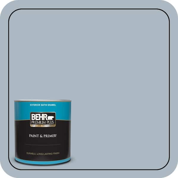 BEHR PREMIUM PLUS 1 qt. #ICC-45 Calming Space Satin Enamel Exterior Paint & Primer