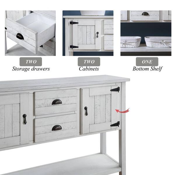 Low sideboard in white and gray vintage style - Mobili Rebecca