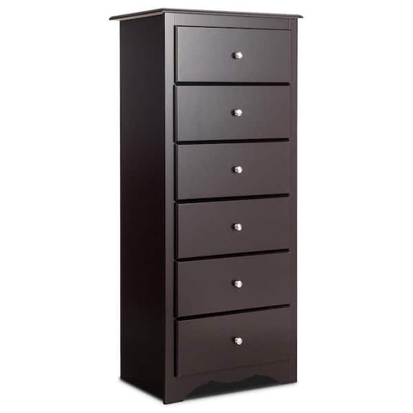Bunpeony 23.5 in. W x 16 in. D x 53.5 in. H Brown Linen Cabinet 6-Drawers Chest Dresser Clothes Storage Bedroom Furniture Cabinet