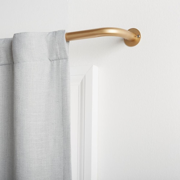 Holden 52 in. - 72 in. Adjustable 1 in. Single Curtain Rod Kit in Gold with Finial