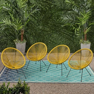 Anson Black Armless Metal Outdoor Patio Lounge Chair in Yellow (4-Pack)