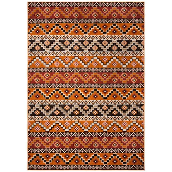 SAFAVIEH Veranda Rust/Red 7 ft. x 10 ft. Border Indoor/Outdoor Patio  Area Rug