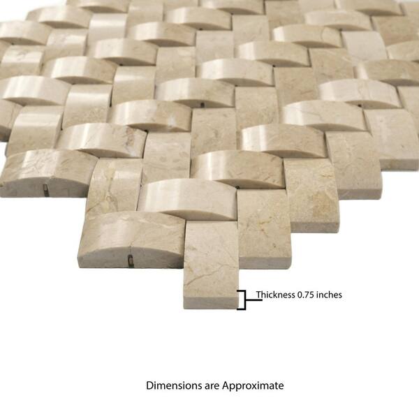 MSI - Take Home Tile Sample - Crema Herringbone 4 in. x 4 in. x 10 mm Polished Marble Mesh-Mounted Mosaic (0.25 sq. ft.)