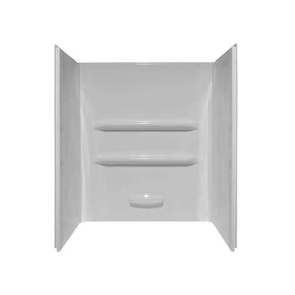 Elite 27 in. x 54 in. x 69 in. Direct-to-Stud 3-Piece Alcove Shower Wall in White
