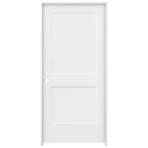36 in. x 80 in. 2 Panel Monroe Primed Right-Hand Smooth Solid Core Molded Composite MDF Single Prehung Interior Door