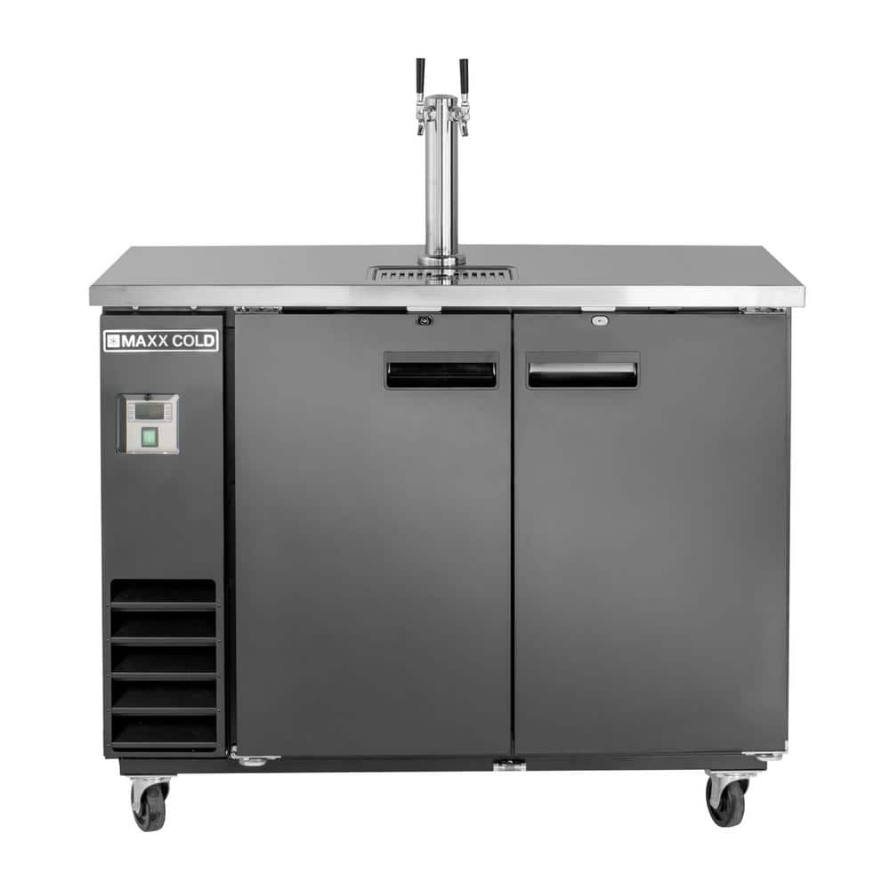 Maxx Cold Single Tower, 2 Tap Beer Dispenser, 2 Barrels/Kegs (297L), Black/Stainless Steel Top