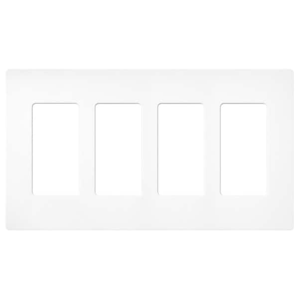 Lutron Claro 4 Gang Wall Plate for Decorator/Rocker Switches, Satin, Brilliant White (SC-4-BW) (1-Pack)