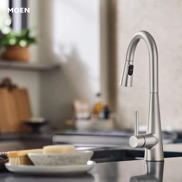 Sleek Spot Resist Stainless 15.56 in. H Touchless Pull Down Sprayer Kitchen Faucet with 360 Degree Spout Swivel