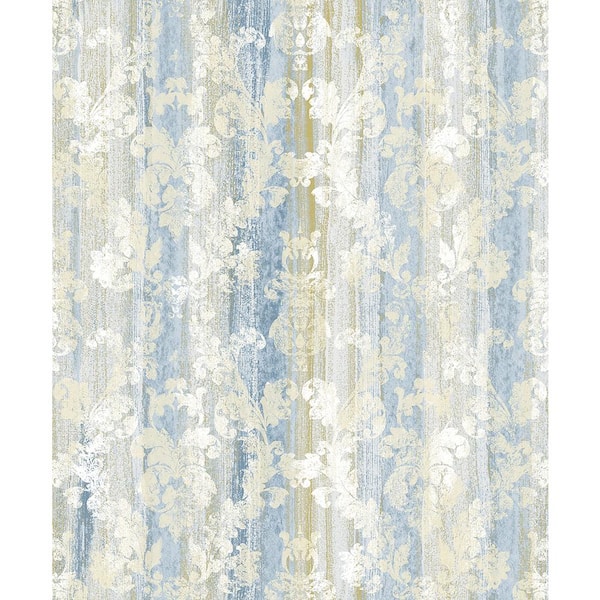 Advantage Camilia Blue Damask Paper Strippable Wallpaper (Covers 57.8 sq. ft.)