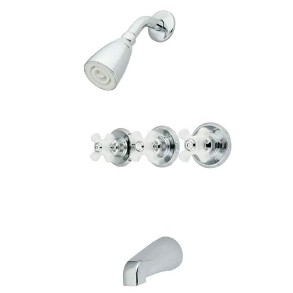 Victorian 3-Handle 1-Spray Tub and Shower Faucet 2 GPM in Polished Chrome