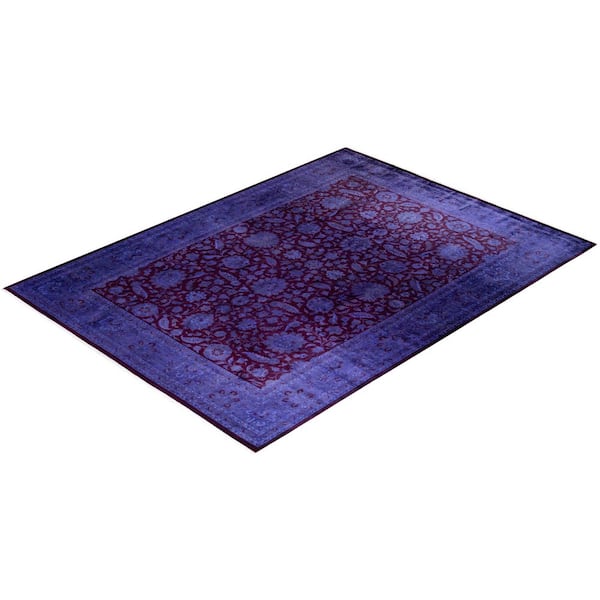 Overdyed Purple 9 ft. 2 in. x 12 ft. 6 in. Wool Indoor Area Rug