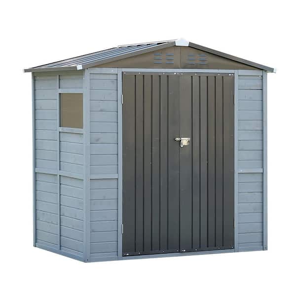4 ft. x 6 ft. Iron and Wood Tool Shed with Window and Lockable Door (24 sq. ft. )