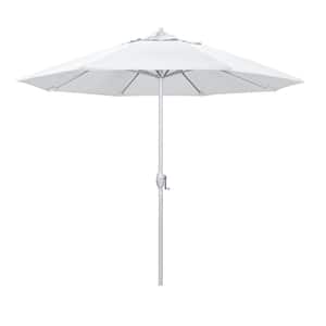 9 ft. Matted White Aluminum Market Patio Umbrella Auto Tilt in White Olefin