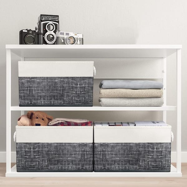 Unbranded Black 10 in. x 9.5 in. Cardboard Decorative Basket Set of 3