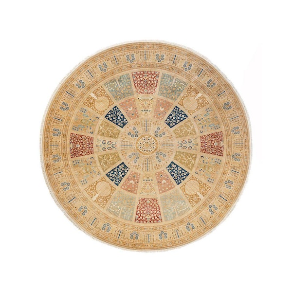 Solo Rugs Mogul One-of-a Kind Traditional Ivory 8 ft. 1 in. x 8 ft. 1 in. Oriental Area Rug
